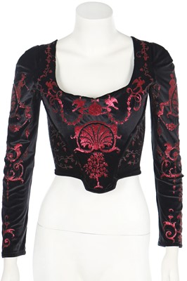 Lot 204 - A Vivienne Westwood metallic-stencilled velvet corset, 'Salon' collection, Spring-Summer 1992