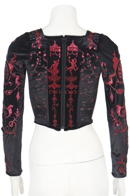 Lot 204 - A Vivienne Westwood metallic-stencilled velvet corset, 'Salon' collection, Spring-Summer 1992