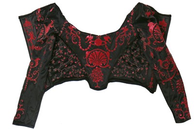 Lot 204 - A Vivienne Westwood metallic-stencilled velvet corset, 'Salon' collection, Spring-Summer 1992