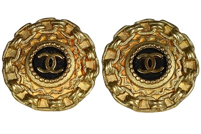 Lot 22 - A pair of Chanel gilt clip-on earrings, Autumn-Winter 1994-95