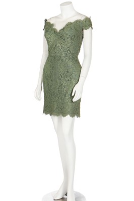 Lot 120 - An Antony Price sage-green guipure lace cocktail dress, circa 1990