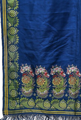 Lot 262 - A Spitalfields royal-blue silk shawl, 1820-30
