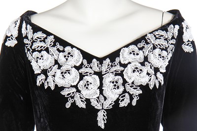 Lot 131 - A Catherine Walker black silk-velvet evening gown, circa 1990