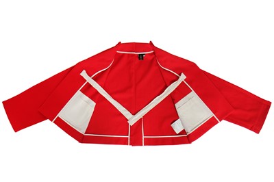 Lot 69 - A Comme des Garçons red cotton-blend jacket, 'Flat' or '2D' collection, Autumn-Winter 2012-13