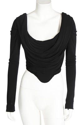 Lot 112 - A Vivienne Westwood black viscose sleeved corset bodice, probably early 2000s