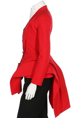 Lot 248 - A Christian Dior by John Galliano haute couture scarlet redingote ensemble, 'Cabine Fever' collection, Autumn-Winter 2009-10