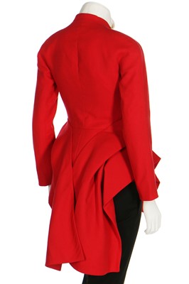 Lot 248 - A Christian Dior by John Galliano haute couture scarlet redingote ensemble, 'Cabine Fever' collection, Autumn-Winter 2009-10