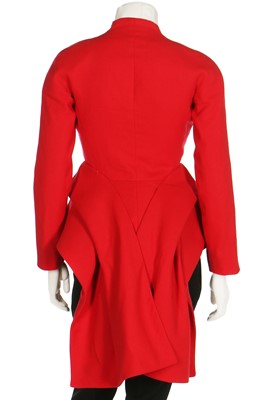 Lot 248 - A Christian Dior by John Galliano haute couture scarlet redingote ensemble, 'Cabine Fever' collection, Autumn-Winter 2009-10