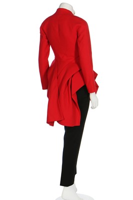 Lot 248 - A Christian Dior by John Galliano haute couture scarlet redingote ensemble, 'Cabine Fever' collection, Autumn-Winter 2009-10