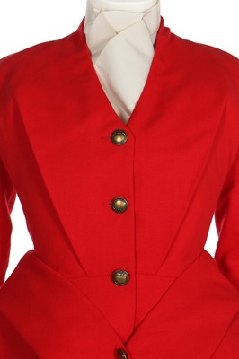 Lot 248 - A Christian Dior by John Galliano haute couture scarlet redingote ensemble, 'Cabine Fever' collection, Autumn-Winter 2009-10