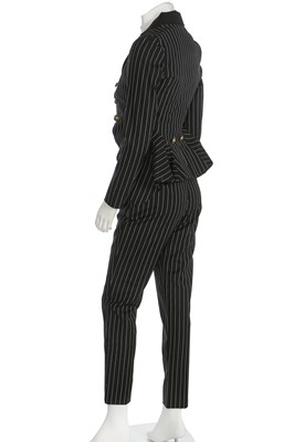 Lot 249 - A Christian Dior by John Galliano couture striped wool trouser ensemble, 'Equestrienne/Charles James' collection, Spring-Summer 2010