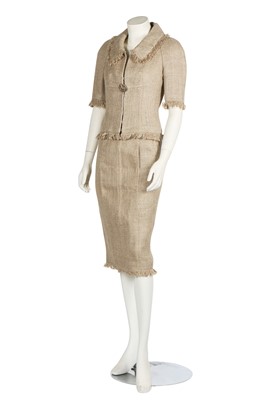 Lot 10 - A Chanel hessian-effect summer suit, 2000s