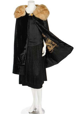Lot 222 - A plush velvet imitation breitschwanz cape, 1920s