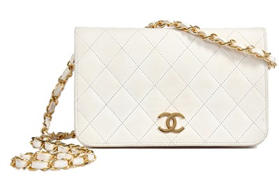 Lot 12 - Three Chanel quilted lambskin leather handbags in shades of white, 1980s