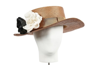 Lot 19 - A Chanel straw boater hat, 1980s