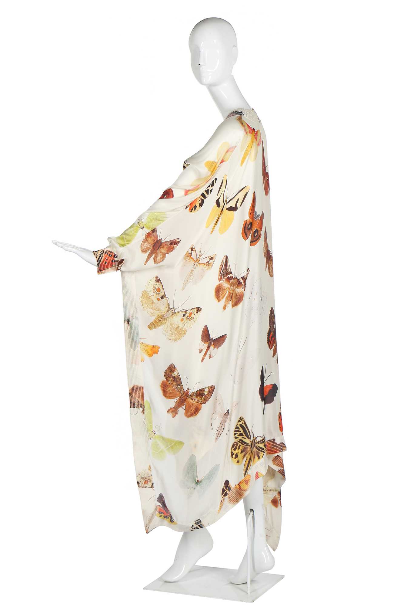 Lot 225 - An Alexander McQueen moth print satin kaftan, pre-collection Spring-Summer 2007