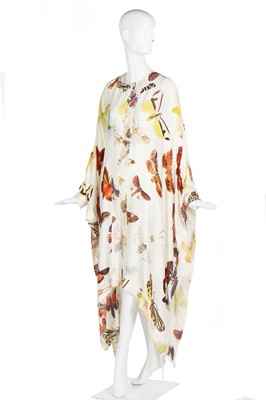 Lot 225 - An Alexander McQueen moth print satin kaftan, pre-collection Spring-Summer 2007