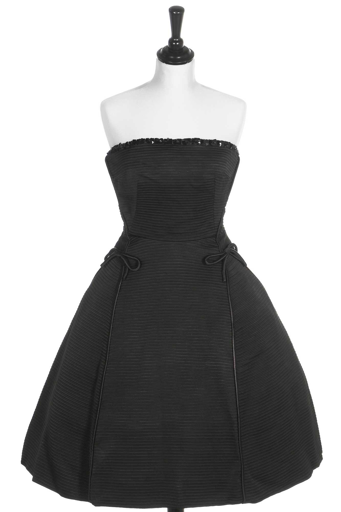 Lot 82 - A Christian Dior London black ottoman satin cocktail dress, model 'Sonnet', Spring-Summer, 1953