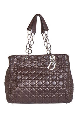 Lot 37 - A Dior 'cannage' quilted brown lambskin leather shopping tote bag, 2000s