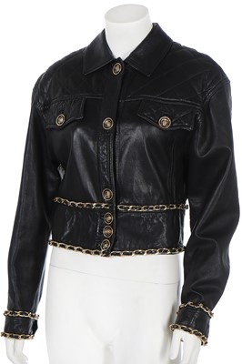 Lot 125 - A Gianni Versace black lambskin leather jacket, circa 1992