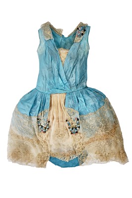Lot 220 - A rare Boué Soeurs sky-blue silk-taffeta Robe de Style, model 'Pastel', Spring-Summer 1928