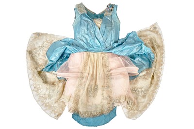 Lot 220 - A rare Boué Soeurs sky-blue silk-taffeta Robe de Style, model 'Pastel', Spring-Summer 1928