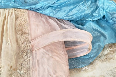 Lot 220 - A rare Boué Soeurs sky-blue silk-taffeta Robe de Style, model 'Pastel', Spring-Summer 1928