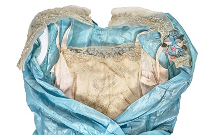 Lot 220 - A rare Boué Soeurs sky-blue silk-taffeta Robe de Style, model 'Pastel', Spring-Summer 1928