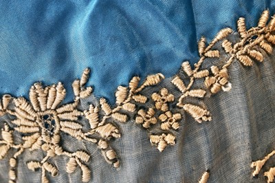 Lot 220 - A rare Boué Soeurs sky-blue silk-taffeta Robe de Style, model 'Pastel', Spring-Summer 1928