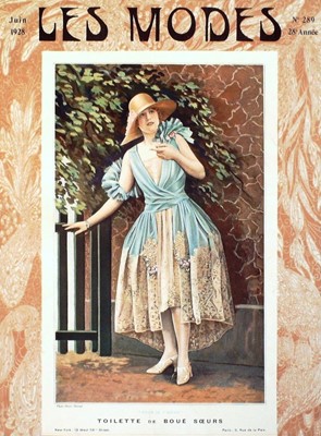Lot 220 - A rare Boué Soeurs sky-blue silk-taffeta Robe de Style, model 'Pastel', Spring-Summer 1928