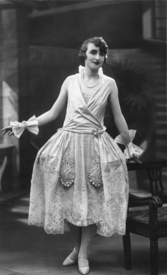 Lot 220 - A rare Boué Soeurs sky-blue silk-taffeta Robe de Style, model 'Pastel', Spring-Summer 1928