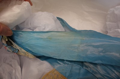 Lot 220 - A rare Boué Soeurs sky-blue silk-taffeta Robe de Style, model 'Pastel', Spring-Summer 1928