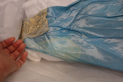 Lot 220 - A rare Boué Soeurs sky-blue silk-taffeta Robe de Style, model 'Pastel', Spring-Summer 1928