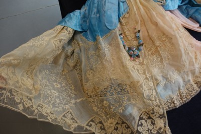 Lot 220 - A rare Boué Soeurs sky-blue silk-taffeta Robe de Style, model 'Pastel', Spring-Summer 1928