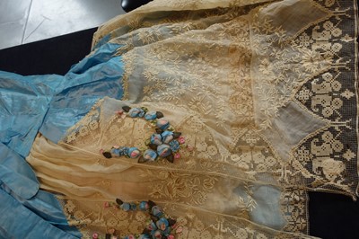 Lot 220 - A rare Boué Soeurs sky-blue silk-taffeta Robe de Style, model 'Pastel', Spring-Summer 1928