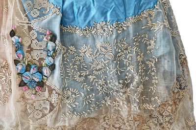 Lot 220 - A rare Boué Soeurs sky-blue silk-taffeta Robe de Style, model 'Pastel', Spring-Summer 1928