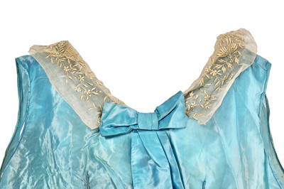 Lot 220 - A rare Boué Soeurs sky-blue silk-taffeta Robe de Style, model 'Pastel', Spring-Summer 1928