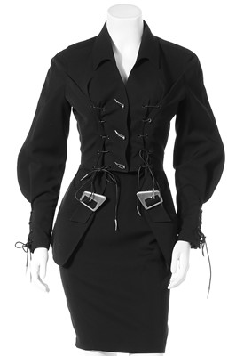 Lot 121 - A Thierry Mugler black wool suit, circa 1994
