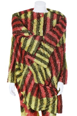 Lot 75 - An Issey Miyake red and yellow checked plush ensemble, Autumn-Winter 1998