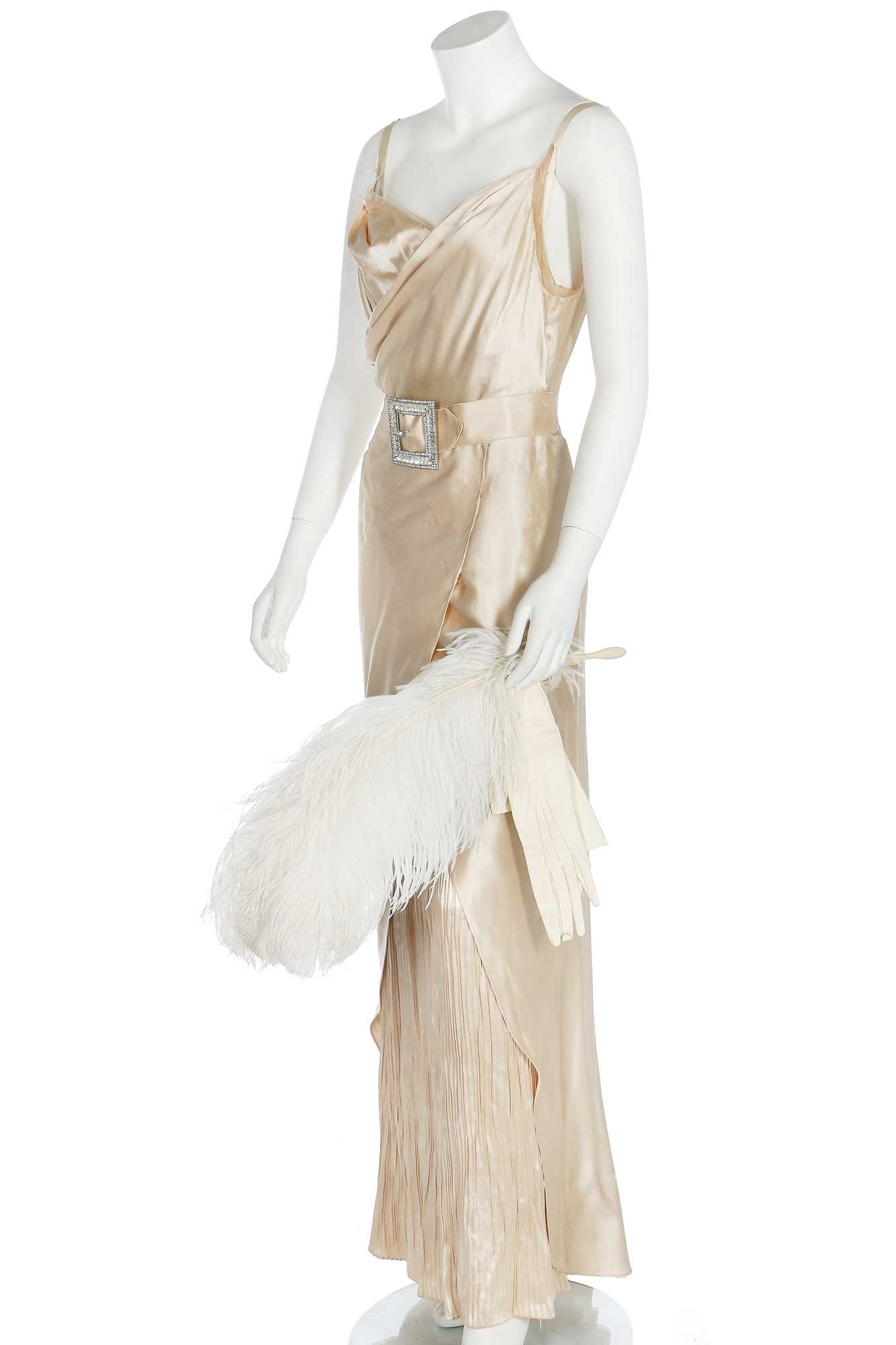 Lot 68 - A Mainbocher couture ivory satin court presentation gown, early 1930s