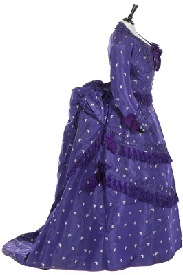 Lot 240 - A gown of aniline-dyed purple silk damask,  early 1870s