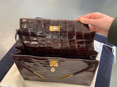 Lot 65 - An Hermès brown crocodile Kelly bag, late 1960s