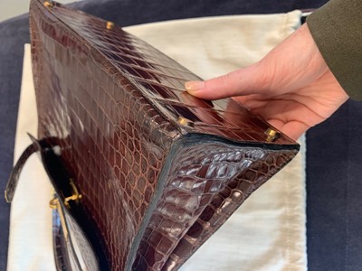 Lot 65 - An Hermès brown crocodile Kelly bag, late 1960s