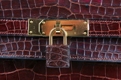 Lot 5 - An Hermès brown crocodile Kelly bag, late 1960s