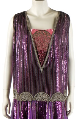 Lot 64 - A fine and rare Paul Poiret purple sequined evening dress, 1928