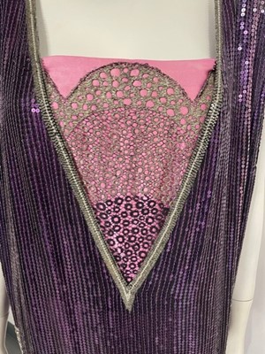Lot 64 - A fine and rare Paul Poiret purple sequined evening dress, 1928