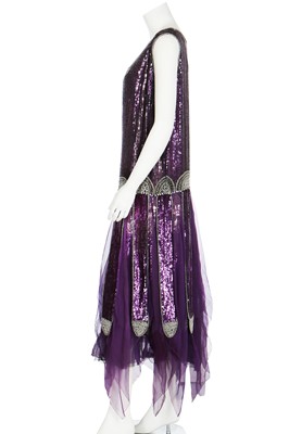 Lot 64 - A fine and rare Paul Poiret purple sequined evening dress, 1928