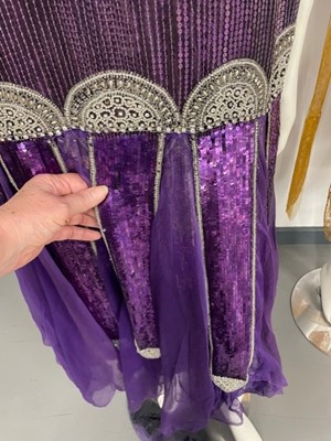 Lot 64 - A fine and rare Paul Poiret purple sequined evening dress, 1928