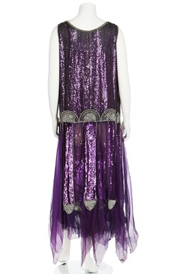 Lot 64 - A fine and rare Paul Poiret purple sequined evening dress, 1928
