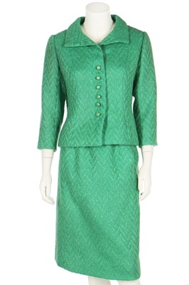 Lot 88 - A Balenciaga couture jade-green tweed suit, Autumn-Winter 1963-64